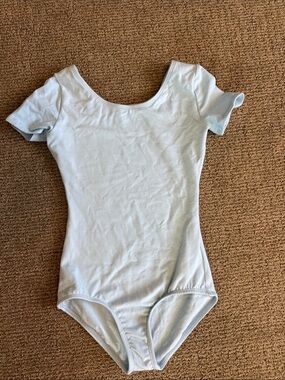 Kids Light Blue Short-Sleeve One-Piece Leotard